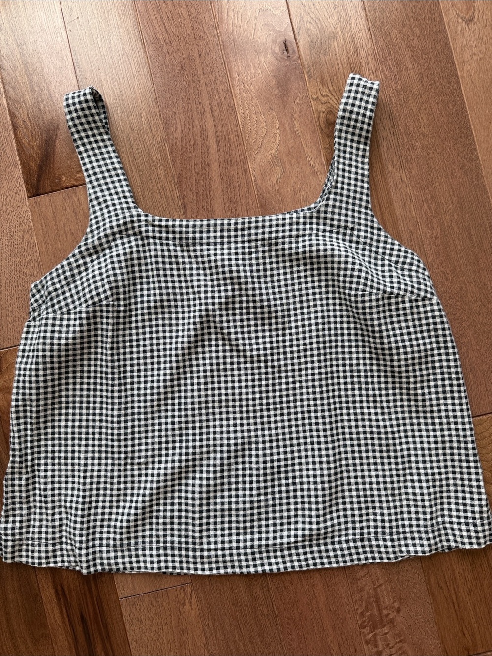 Minimalist A New Day black white gingham plaid linen blend tank top shell M - Picture 3 of 8